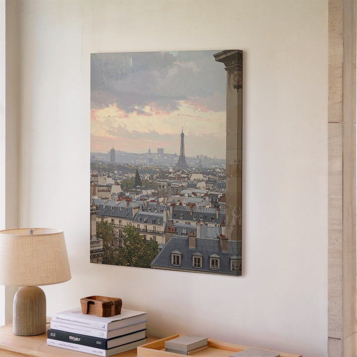 Paris Rooftops Canvas – Dreamy Twilight View with Eiffel Tower - Gifitto