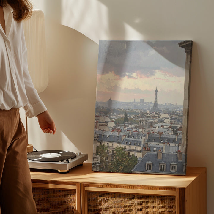 Paris Rooftops Canvas – Dreamy Twilight View with Eiffel Tower - Gifitto