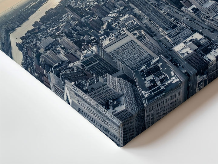 Urban Cityscape at Sunset Canvas – Aerial View of Skyline and River - Gifitto