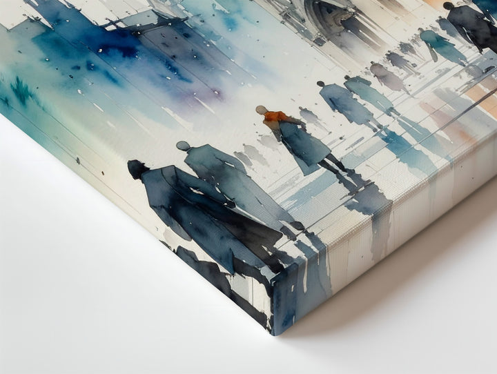 Contemporary Cathedral Watercolor Canvas – Spiritual Architecture and Human Presence - Gifitto