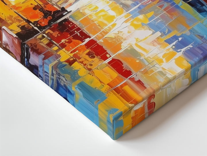Abstract City Night Canvas – Impressionist Urban Energy & Reflections - Gifitto