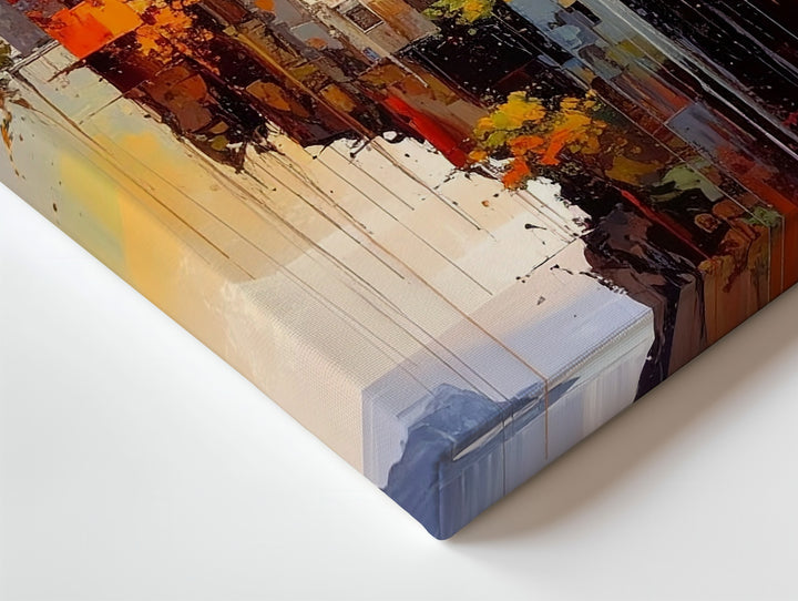 Vertical Village Canvas – Surreal Cliffside Architecture with Mist and Sky - Gifitto