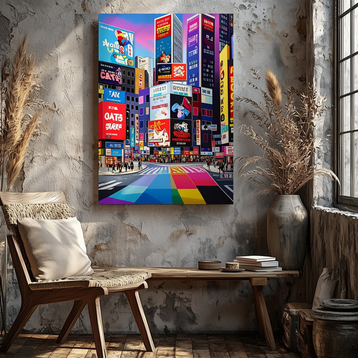 Pop Art Times Square Canvas – Vibrant NYC Cityscape with Neon Signs - Gifitto