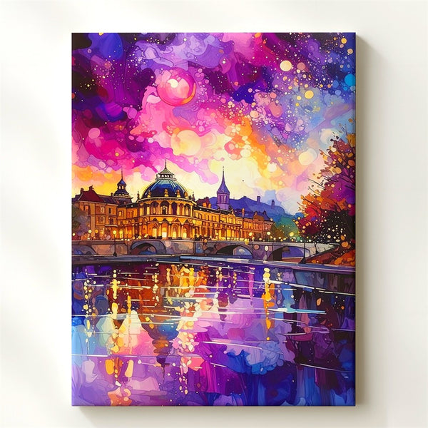 Dreamy Palace Canvas – Impressionist European Architecture by Reflective River - Gifitto