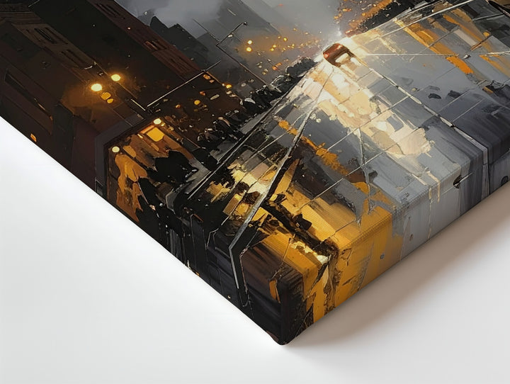 Cinematic City Street Canvas – Dark Urban Scene with Rain and Streetlights - Gifitto