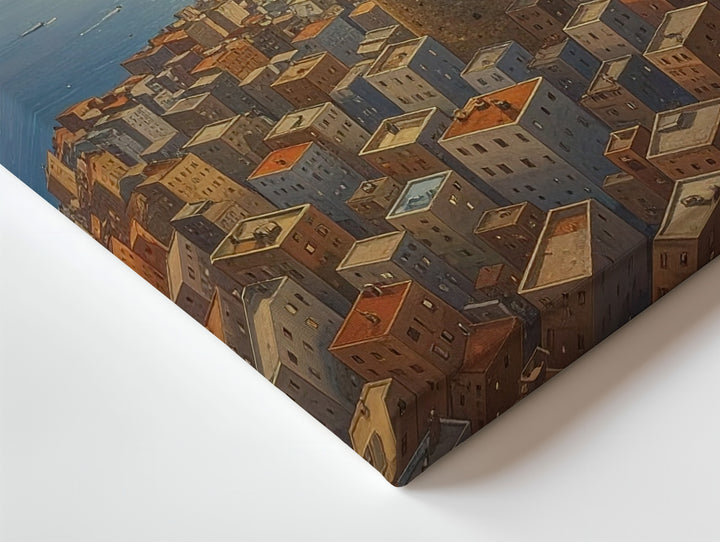 Galata Tower Surreal Canvas – Golden Cityscape with Tower and Modern Blocks - Gifitto