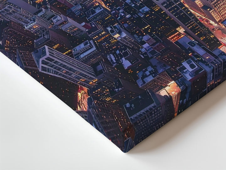 Manhattan Sunset Cityscape Canvas – Aerial View of Skyscrapers and Twilight Reflections - Gifitto