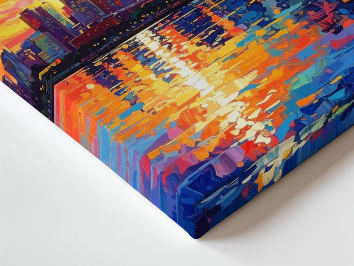 Seattle Skyline Sunset Canvas – Impressionist Space Needle & Vibrant Reflections - Gifitto