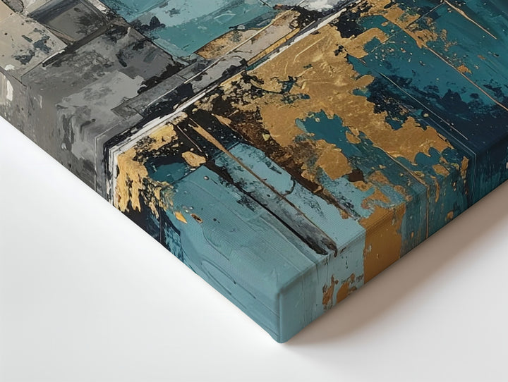 Abstract Cityscape Canvas – Textured Drip Effect with Ghost-like Urban Skyline - Gifitto