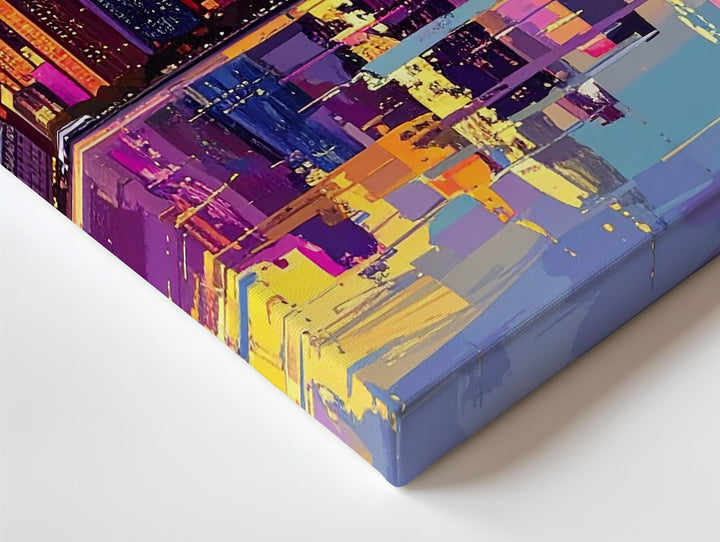 Neon Skyline Sunset Canvas – Dreamlike Cityscape Reflected on Water - Gifitto