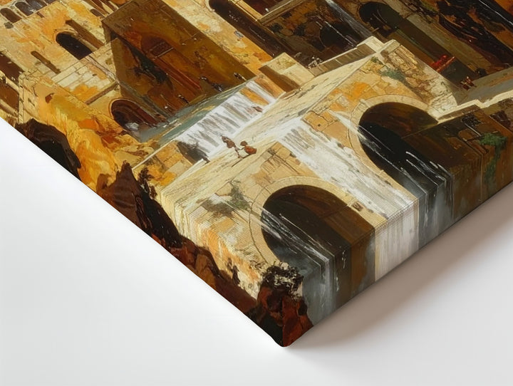 Fantasy Architecture Canvas – Mystical Stone City with Archways & Towers - Gifitto