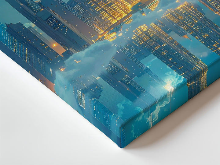 Futuristic Cityscape Canvas – Petronas Towers Under Golden Moonlight - Gifitto