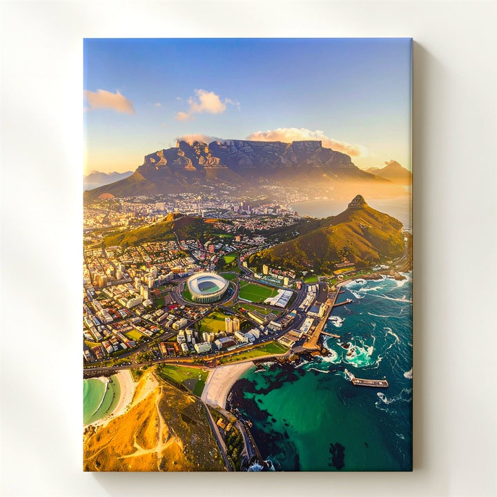 Cape Town Aerial Canvas – Table Mountain & Coastal Cityscape - Gifitto
