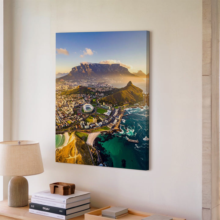 Cape Town Aerial Canvas – Table Mountain & Coastal Cityscape - Gifitto