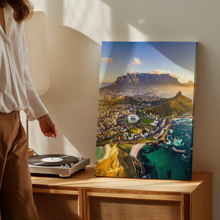 Cape Town Aerial Canvas – Table Mountain & Coastal Cityscape - Gifitto