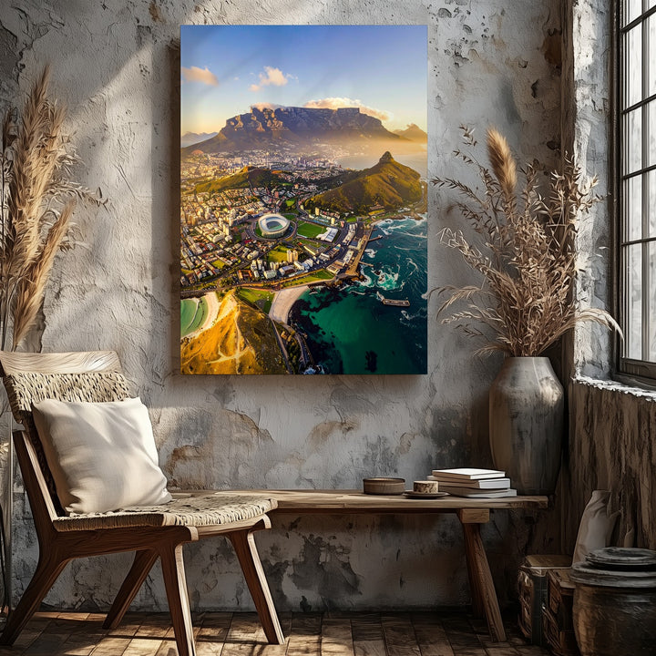 Cape Town Aerial Canvas – Table Mountain & Coastal Cityscape - Gifitto