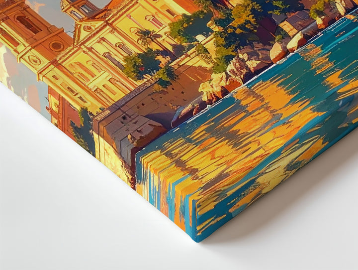 Golden Light Cityscape Canvas – Classical Waterfront with Domes & Towers - Gifitto
