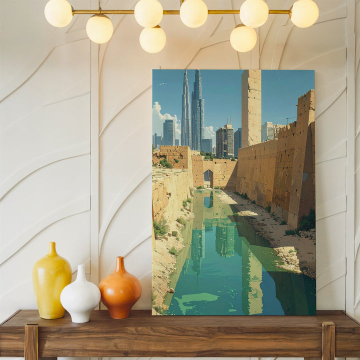 Antiquity Meets Modernity Canvas – Stone Aqueduct & Futuristic City Skyline - Gifitto