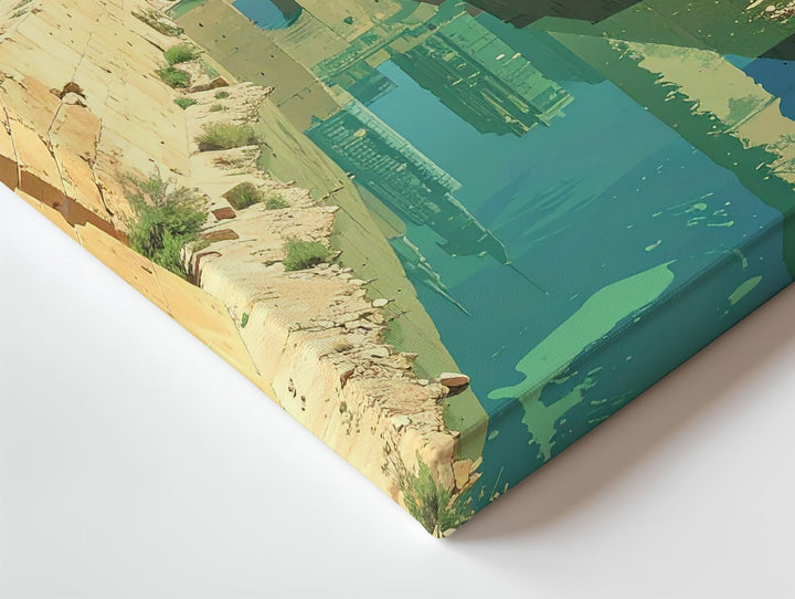 Antiquity Meets Modernity Canvas – Stone Aqueduct & Futuristic City Skyline - Gifitto