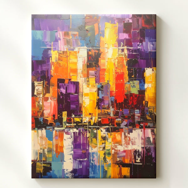 Abstract Cityscape Canvas – Bold Urban Energy with Palette Knife Strokes - Gifitto