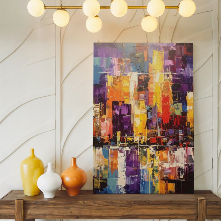 Abstract Cityscape Canvas – Bold Urban Energy with Palette Knife Strokes - Gifitto