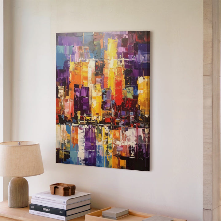Abstract Cityscape Canvas – Bold Urban Energy with Palette Knife Strokes - Gifitto