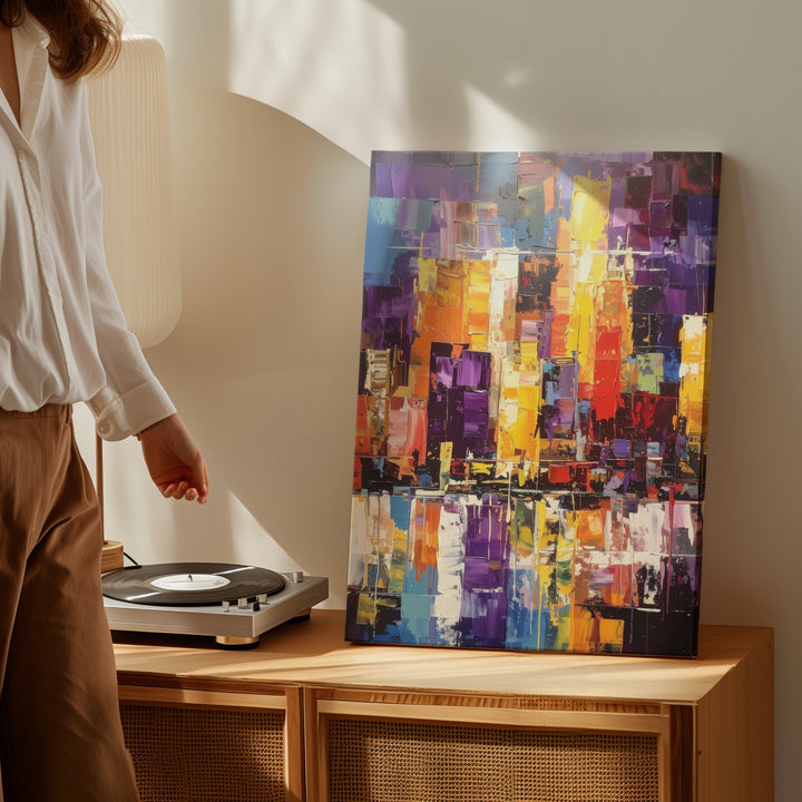 Abstract Cityscape Canvas – Bold Urban Energy with Palette Knife Strokes - Gifitto