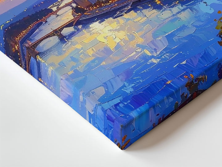 Twilight Reflections Canvas – Romantic European River City at Sunset - Gifitto