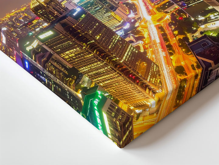 Shanghai Night Cityscape Canvas – Illuminated Skyscrapers and Lively Streets - Gifitto