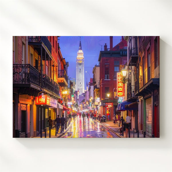 Neon Quarter Nights Canvas – Vibrant New Orleans Street Scene After Dark - Gifitto