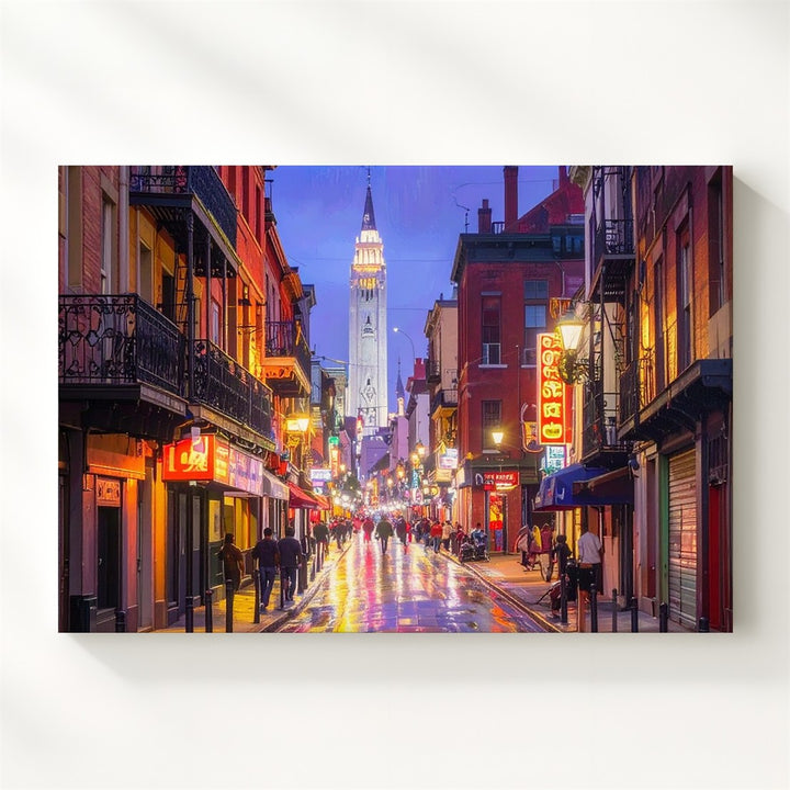 Neon Quarter Nights Canvas – Vibrant New Orleans Street Scene After Dark - Gifitto