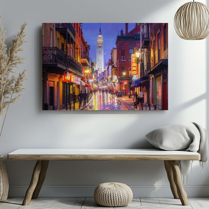 Neon Quarter Nights Canvas – Vibrant New Orleans Street Scene After Dark - Gifitto