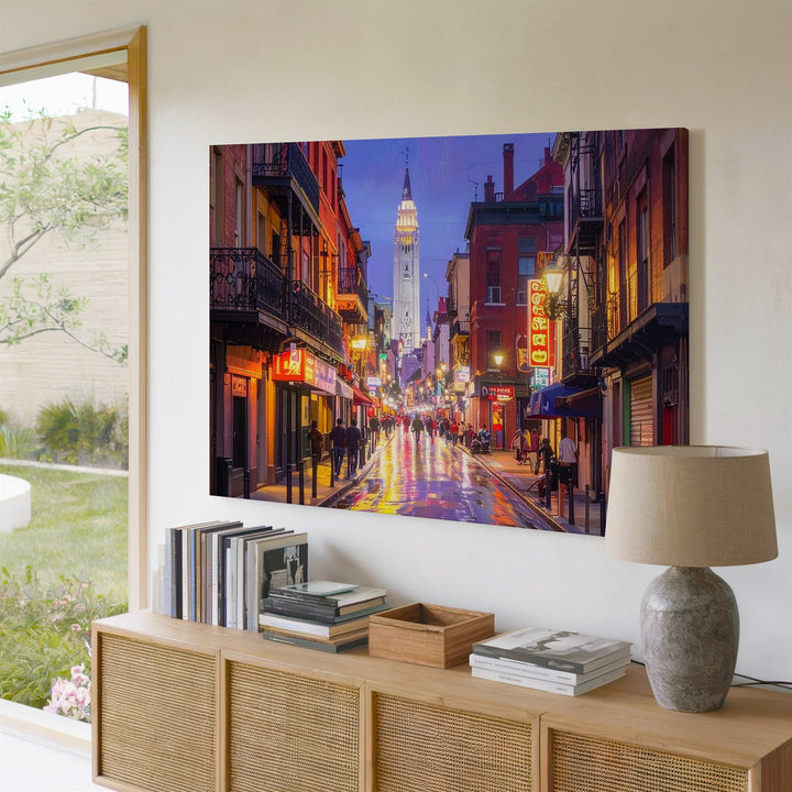 Neon Quarter Nights Canvas – Vibrant New Orleans Street Scene After Dark - Gifitto