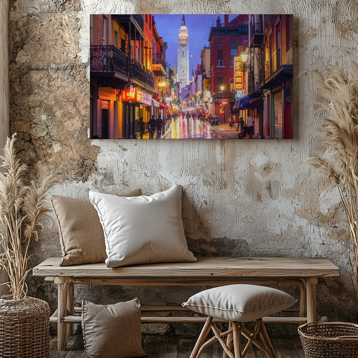 Neon Quarter Nights Canvas – Vibrant New Orleans Street Scene After Dark - Gifitto