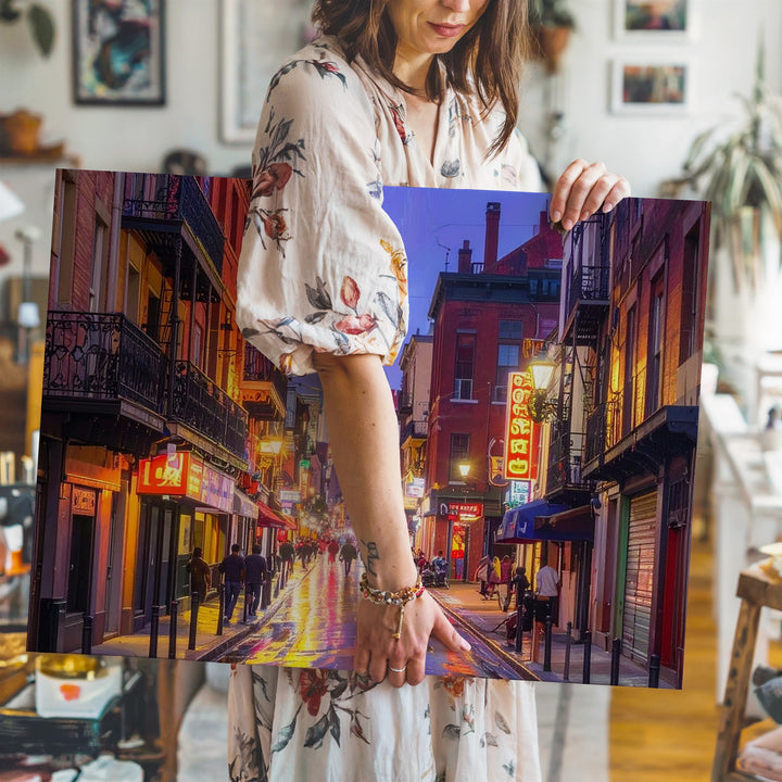 Neon Quarter Nights Canvas – Vibrant New Orleans Street Scene After Dark - Gifitto
