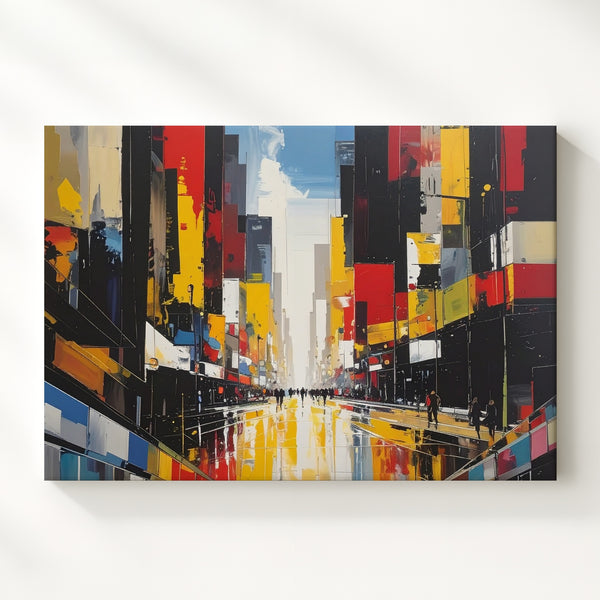 Urban Pulse Canvas – Abstract City Street with Bold Brushstrokes - Gifitto