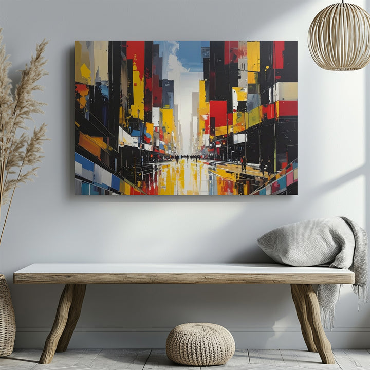 Urban Pulse Canvas – Abstract City Street with Bold Brushstrokes - Gifitto