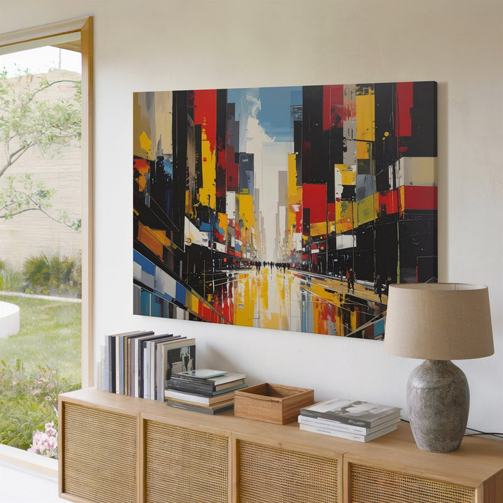 Urban Pulse Canvas – Abstract City Street with Bold Brushstrokes - Gifitto