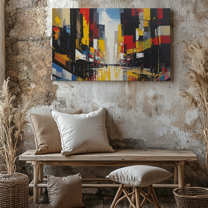 Urban Pulse Canvas – Abstract City Street with Bold Brushstrokes - Gifitto