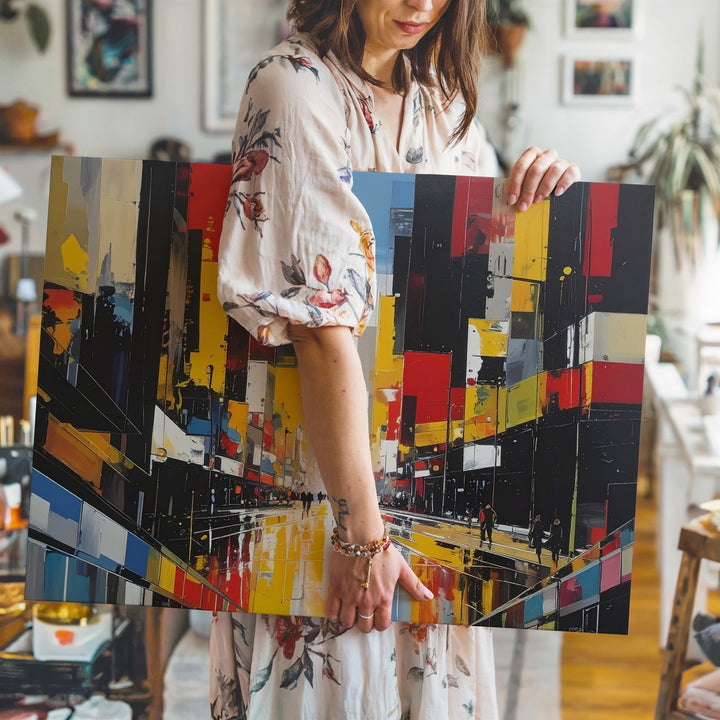 Urban Pulse Canvas – Abstract City Street with Bold Brushstrokes - Gifitto