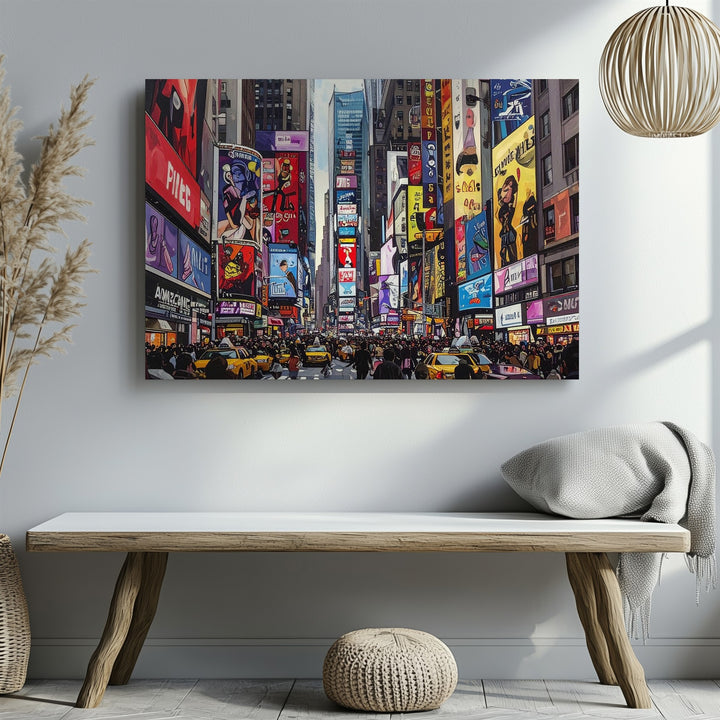 Times Square Pop Canvas – Comic Book Style NYC Street Scene - Gifitto