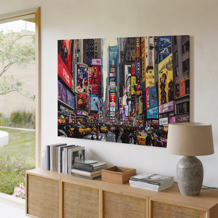 Times Square Pop Canvas – Comic Book Style NYC Street Scene - Gifitto