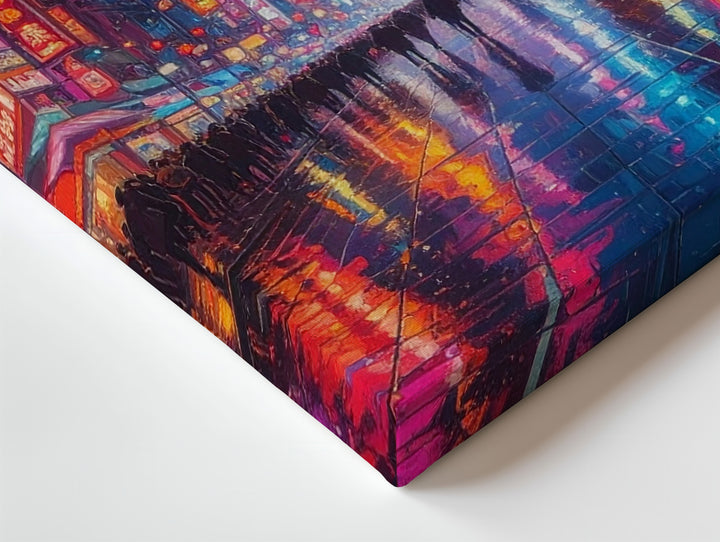 Neon Alley Rush Canvas – Cyberpunk Night Scene in Futuristic Asian Metropolis - Gifitto