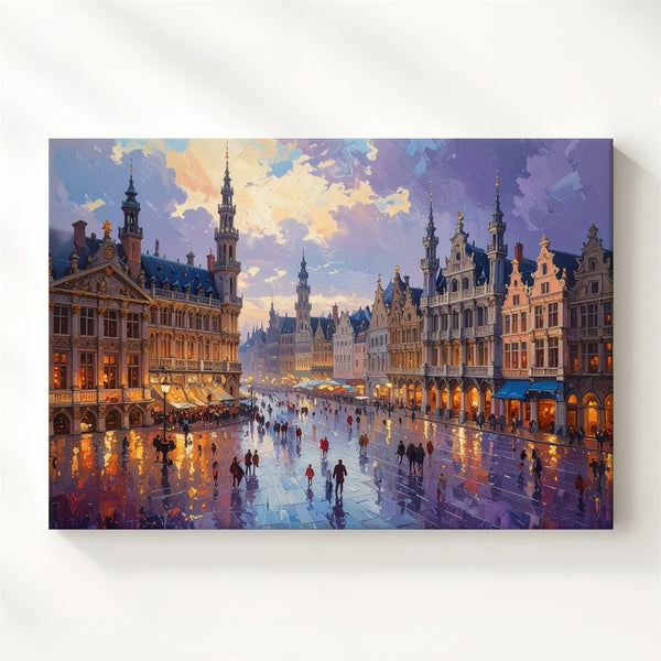 Twilight Square Canvas – Impressionist European Plaza Scene - Gifitto