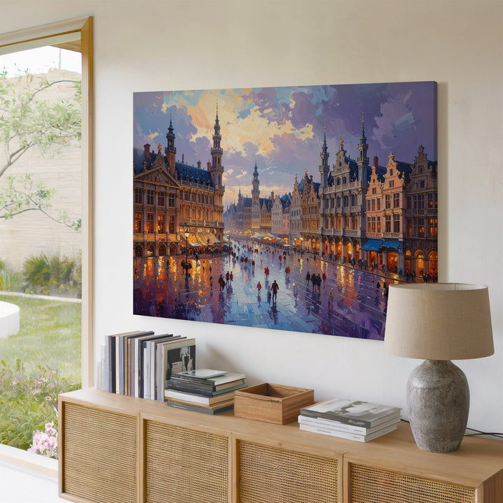 Twilight Square Canvas – Impressionist European Plaza Scene - Gifitto