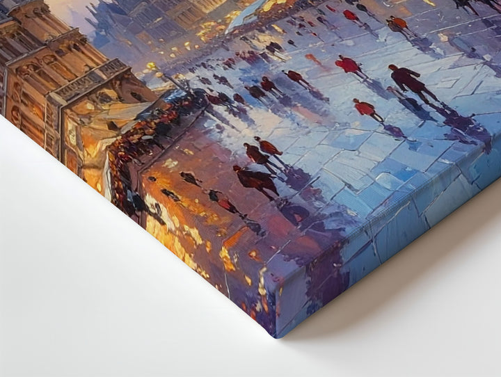 Twilight Square Canvas – Impressionist European Plaza Scene - Gifitto