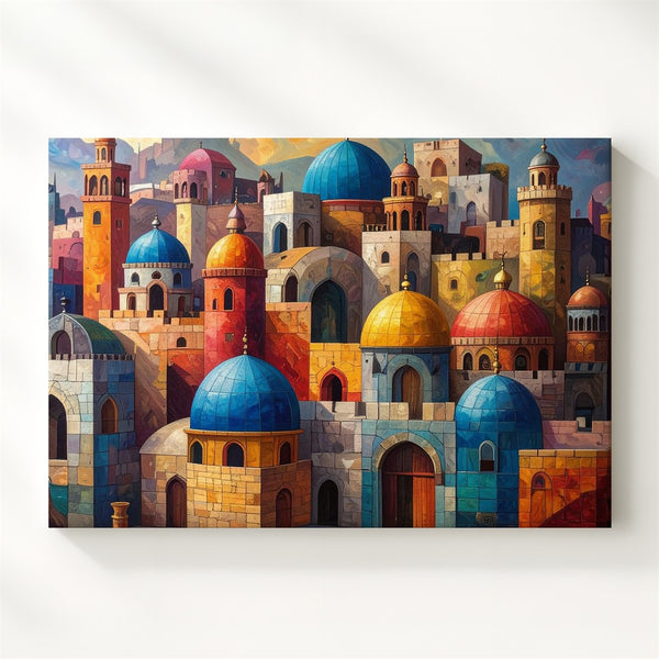 Whimsical Dome City Canvas – Colorful Storybook Architecture Wall Art - Gifitto