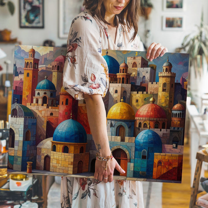 Whimsical Dome City Canvas – Colorful Storybook Architecture Wall Art - Gifitto