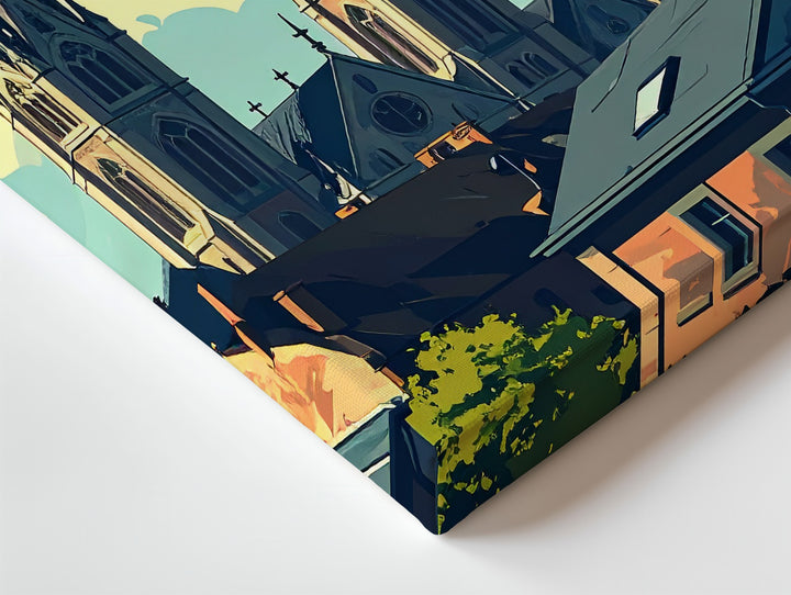 Gothic Spires Canvas – Minimalist European Cathedral Cityscape - Gifitto