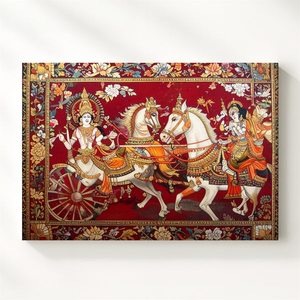 Divine Chariot Canvas – Traditional Indian Mythology Wall Art - Gifitto